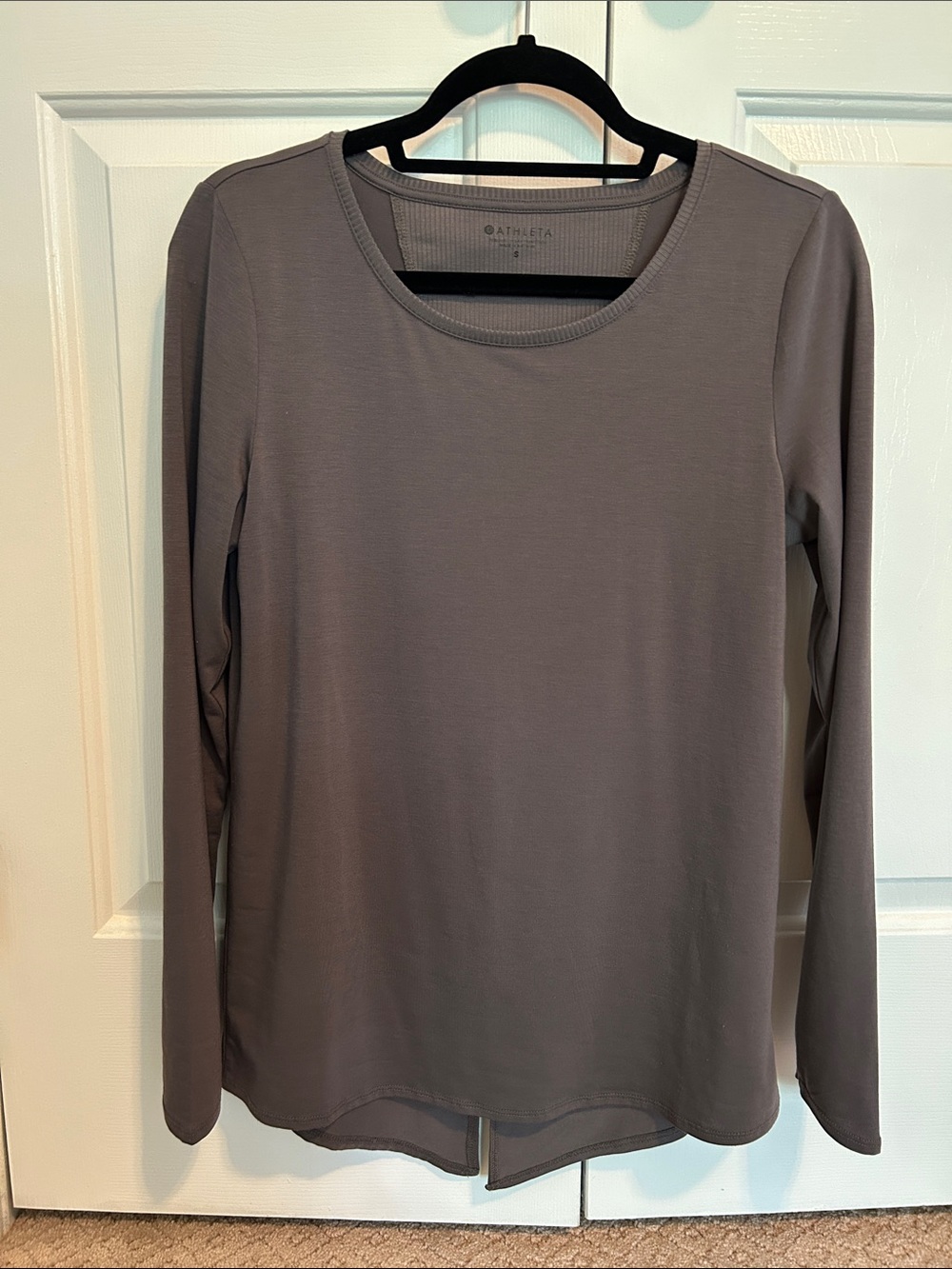 Athleta Long-Sleeve Scoop Neck Top - Charcoal Gray